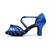 KJUUQBZL Women Latin Shoes Ballroom Tango Dancing Shoes For Women Dance Sandals(7cm blue,38)