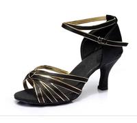 KJUUQBZL Women's Tango/sandals/Latin Dance Dancing Shoes(Black gold 5cm,35)