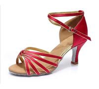 KJUUQBZL Women's Tango/sandals/Latin Dance Dancing Shoes(Wine red gold 5cm,38)