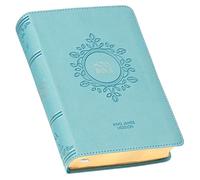 KJV Holy Bible, Compact Large Print Faux Leather Red Letter Edition Ribbon Marker, King James Version, Aqua Blue