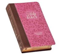 KJV Holy Bible, Giant Print Standard Size Faux Leather Red Letter Edition - Thumb Index & Ribbon Marker, King James Version, Brown/Pink Berry
