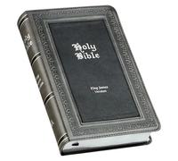 KJV Holy Bible, Giant Print Standard Size Faux Leather Red Letter Edition - Thumb Index & Ribbon Marker, King James Version, Gray/Black