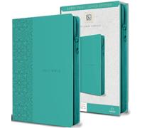 KJV Holy Bible, Large Print Handy Size, Aquamarine Premium Imitation Leather w/Ribbon Marker, Red Letter, Zipper (KJV Medium Size Large Print Editions)