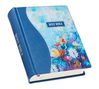 KJV Holy Bible, Note-Taking Bible, Faux Leather Hardcover - King James Version, Blue Floral Printed