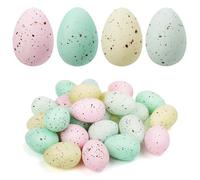 KJX 24 Pcs Plastic Speckled Easter Eggs, 2.4in 4 Colors Faux Pastel Speckled Eggs Bowl Vase Filler, Decorative Easter Eggs for Home Tables Centerpieces DIY Craft Spring Decor (Pastel)