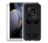 KJYF Case + 2 Piece Screen Protector for Tecno Phantom X2 Pro (6.8 Inch), Black Silicone Case TPU Case Mobile Phone Case,9H Tempered Glass Protective Film for Tecno Phantom X2 Pro - Do not touch