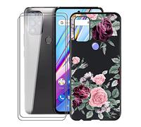 KJYF Case + 2 Pieces Tempered Glass Screen Protector for Blue G91 PRO (6.7"), Black Silicone Soft TPU Cover, Anti Scratch Protective Case for Blue G91 PRO - YQ12