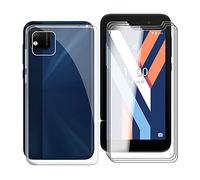 KJYF Case Cover for Wiko Y52 + Tempered Glass Screen Protector, Transparent Silicone Anti-Yellow TPU Case, 3 Pieces Screen Protector for Wiko Y52 (5.00") - Clear