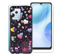 KJYF Case for Blackview A53 Pro (6.5 inches) with [1 x Tempered Glass Screen Protector], Black Shockproof Soft Silicone TPU Case Cover for Blackview A53 Pro Cover Case - Pink Balloon