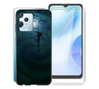 KJYF Case for Blackview A53 Pro (6.5 inches) with [2 x Tempered Glass Screen Protector], Black Shockproof Soft Silicone TPU Case Cover for Blackview A53 Pro Cover Case - XT17