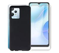 KJYF Case for Blackview A53 Pro (6.5 inches) with [2 x Tempered Glass Screen Protector], Black Shockproof Soft Silicone TPU Case Cover for Blackview A53 Pro Cover Case - Simple