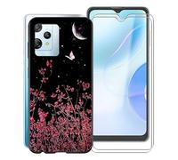 KJYF Case for Blackview A53 Pro (6.5 inches) with [2 x Tempered Glass Screen Protector], Black Shockproof Soft Silicone TPU Case Cover for Blackview A53 Pro Cover Case - XT13