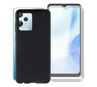 KJYF Case for Blackview A53 Pro (6.5 inches) with [4 x Tempered Glass Screen Protector], Black Shockproof Soft Silicone TPU Case Cover for Blackview A53 Pro Cover Case - Simple