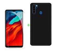 KJYF Case for Blackview A80 Pro (6.49") + Screen Protectors in HD Tempered Glass, Flexible Case Cover Black TPU Silicone for Blackview A80 Pro - Black