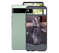 KJYF Case for Google Pixel 6a (6.1 Inches), Ultra Thin Soft TPU Protective Case, Shockproof Anti-Scratch Bumper Mobile Phone Case Cover for Google Pixel 6a - Cat and Tiger