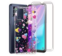 KJYF Case for TCL 30 SE, 2-Piece Tempered Glass Screen Protector and Transparent Soft TPU Cover, Shockproof Silicone Case Cover for TCL 30 SE (6.52 Inches) - YQ29