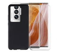 KJYF Case for ZTE Axon 40 Ultra (6.8 Inches) with [2 x Tempered Glass Screen Protectors], Shockproof Soft TPU Silicone Cover Case for ZTE Axon 40 Ultra - Transparent & Black