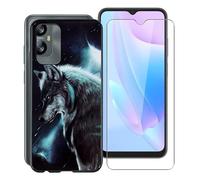 KJYF For Blackview A52 Case and Screen Protector, Black Soft TPU Shockproof Cover + [1 PACK] HD Tempered Glass Protective Film For Blackview A52 (6.50") - Lonely