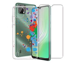 KJYF For Blackview A55 Case, 1 Piece Tempered Glass, Transparent Anti-Scratch TPU Silicone Case and Tempered Glass Film for Blackview A55 (6.53 Inches) - WMA13