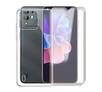 KJYF For Blackview A55 Pro Case, 3 Pieces Tempered Glass, Transparent Anti-scratch Silicone TPU Case and Tempered Glass Film for Blackview A55 Pro (6.53") - YQ29