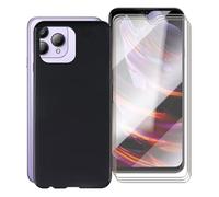 KJYF For Cubot P80 Case and Screen Protector, Black Fashion Soft TPU Shockproof Cover + [3 PACK] HD Tempered Glass Protective Film For Cubot P80 (6.58") - Simple