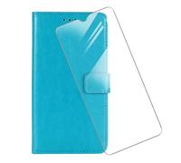 KJYF For Doro 8100 Plus Wallet Case + Tempered Glass Screen Protector, Flip Folio Leather Cell Phone Cover with Credit Card Holder Compatible With Doro 8100 Plus (6.1") - Lightblue