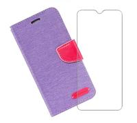 KJYF For Doro 8100 Wallet Case + Tempered Glass Screen Protector, Flip Folio Leather Cell Phone Cover with Credit Card Holder Compatible With Doro 8100 (6.1") - Purple