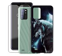 KJYF for Oukitel C25 Pro Case + Tempered Glass, Case Black Soft Silicone Cover TPU Tempered Glass Protective Case for Oukitel C25 Pro (6.52 inches) - WMA16