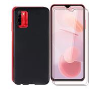 KJYF For Ulefone Note 12P Case + 2 Pieces Tempered Glass, Case Black Soft Silicone Cover TPU Tempered Glass Protective Case for Ulefone Note 12P (6.82 inches) - Black