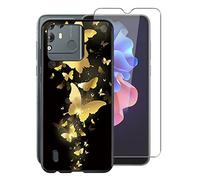 KJYF Mobile Phone Case for Blackview A55 Pro (6.53 inches), Black Silicone Soft TPU Case Shockproof Scratch-Resistant Protective Cover with 1 Piece Screen Protector for Blackview A55 Pro - WMA30