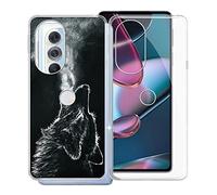 KJYF Mobile Phone Case for Motorola Edge 30 Pro, KJF Transparent Case Silicone Protective Case TPU Case Bumper Anti-Scratch Protective Cover for Motorola Edge 30 Pro (6.7 Inch) - [Pack of 2]