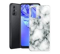 KJYF Mobile Phone Case for TCL 306 (6.52 Inches), KJF Transparent Silicone Protective Case TPU Case Bumper Anti-Scratch Protective Cover for TCL 306 - Marble
