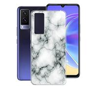 KJYF Mobile Phone Case for Vivo V21e 5G (6.44 Inches), KJF Transparent Silicone Protective Case TPU Bumper Anti-Scratch Protective Cover for Vivo V21e 5G - Marble