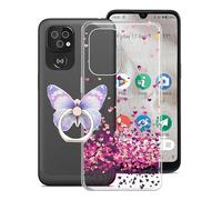 KJYF Phone Case for Doro 8100 (6.1"), Full Body Soft TPU Shockproof Protection Case with 360° Rotation Ring Kickstand Anti-Scratch Bumper Back Cover for Doro 8100 - Rainbow Heart