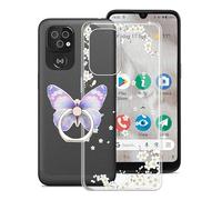 KJYF Phone Case for Doro 8100 (6.1"), Full Body Soft TPU Shockproof Protection Case with 360° Rotation Ring Kickstand Anti-Scratch Bumper Back Cover for Doro 8100 - White Flower