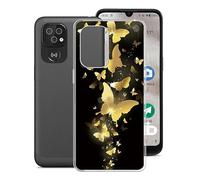 KJYF Phone Case for Doro 8100 (6.1 Inch), Shockproof Shell Bumper for Doro 8100, Anti-Scratch Clear Back Cover [Thin Slim X Anti-Yellowing] - Golden Butterflies