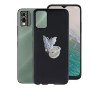 KJYF Phone Case for Nokia C32 (6.5"), Full Body Ultra-Thin Shockproof Soft Silicone Black Cover, with [360° Rotation Ring Kickstand] Protection Case for Nokia C32.