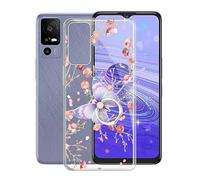 KJYF Phone Case for TCL 40R 5G (6.6"), Soft Shockproof Shell Bumper Cover with 360° Rotation Ring Kickstand, Cute Pattern Design for Girl Woman, for TCL 40R 5G Clear Case - WM84