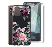 KJYF Protective Case Black Bumper TPU Cover + 2 Pieces Screen Protector for Nokia G21 (6.5 Inch) Tempered Glass Film + Silicone Shell Case Mobile Phone Case - YQ12
