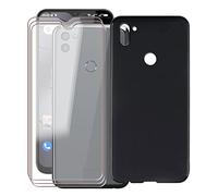 KJYF Protective Case Black Bumper TPU Cover + 3 Pieces Screen Protector for Gigaset GS5 (6.30 Inches) Tempered Glass Film + Silicone Shell Case Mobile Phone Case - Black