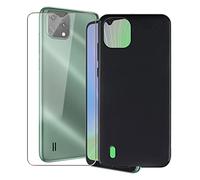 KJYF Protective Case Black Bumper TPU Cover + Screen Protector for Blackview New A55 (6.53 Inches) Tempered Glass Film + Silicone Shell Mobile Phone Case Black