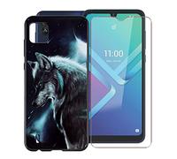 KJYF Protective Case Black Bumper TPU Cover + Screen Protector for Wiko Y82 (6.1 Inch) Tempered Glass Film + Silicone Shell Case Mobile Phone Case - Lone Wolf