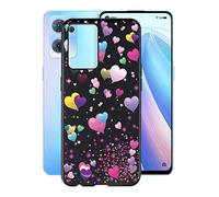 KJYF Protective Case for Oppo Reno7 CPH2371 (6.43 Inches) Silicone Case Black TPU Cover Bumper Anti-Scratch Protective for Oppo Reno7 CPH2371 - Romantic Balloon