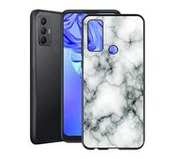 KJYF Protective Case for TCL 305/306 (6.52 Inches), Silicone Case Black TPU Cover Bumper Anti-Scratch Protective for TCL 305/306 - Marble