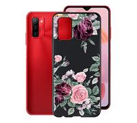 KJYF Protective Case for Ulefone Note 12P (6.82 inches), Silicone Case Black TPU Cover Bumper Anti-Scratch Protective for Ulefone Note 12P - Red Rose