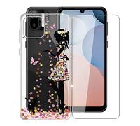 KJYF Protective Case Transparent Bumper TPU Cover + 1 Piece Screen Protector for Ulefone Note 6T (6.1 Inches), Tempered Glass Film + Silicone Shell Case Mobile Phone Case for Ulefone Note 6T - Girls