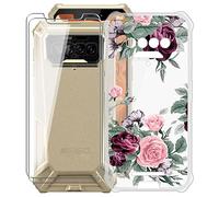 KJYF Protective Case Transparent Bumper TPU Cover + 2 Pieces Screen Protector for Oukitel IIIF150 R2022 (6.78 Inches), Film Tempered Glass Film + Silicone Shell Case Mobile Phone Case - Red Rose
