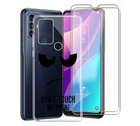 KJYF Protective Case Transparent Bumper TPU Cover + 2 Pieces Screen Protector for TCL 305 (6.52 Inches), Film Tempered Glass Film + Silicone Shell Case Mobile Phone Case - Don't Touch Me