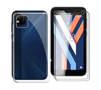 KJYF Protective Case Transparent Bumper TPU Cover + 2 Pieces Screen Protector for Wiko Y52 (5.00 Inches), Film Tempered Glass Film + Silicone Shell Case Mobile Phone Case - Transparent