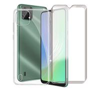 KJYF Protective Case Transparent Bumper TPU Cover + 3 Pieces Screen Protector for Blackview New A55 (6.53 Inches), Film Tempered Glass Film + Silicone Shell Case Mobile Phone Case - Transparent